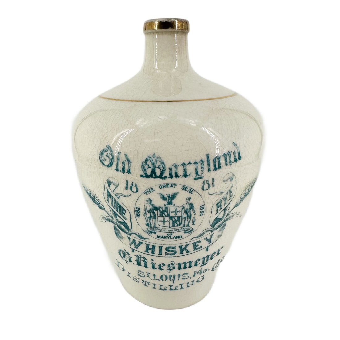 Antique G. Riesmeyer Distilling Co Old Maryland Whiskey Stoneware Jug (1 of 6)