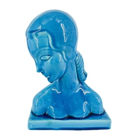 Vintage 1930's AMACO Teal Blue Art Deco Female Bust