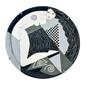 Vintage Mirjana Ugrinov "Dance" 1993 Etched & Painted Pottery Wall Art