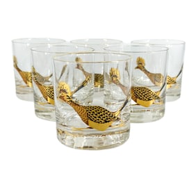 Set of Vintage Couroc of Monterey "Roadrunner" Rocks Glasses