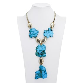 Sterling Silver & Turquoise Slab Statement Necklace