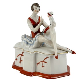 Antique German Porcelain Art Deco Lady with Doll