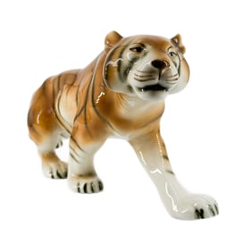 Large Vintage Royal Dux Porcelain Tiger Figurine
