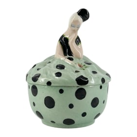 Antique French Art Deco Lady Porcelain Powder Jar