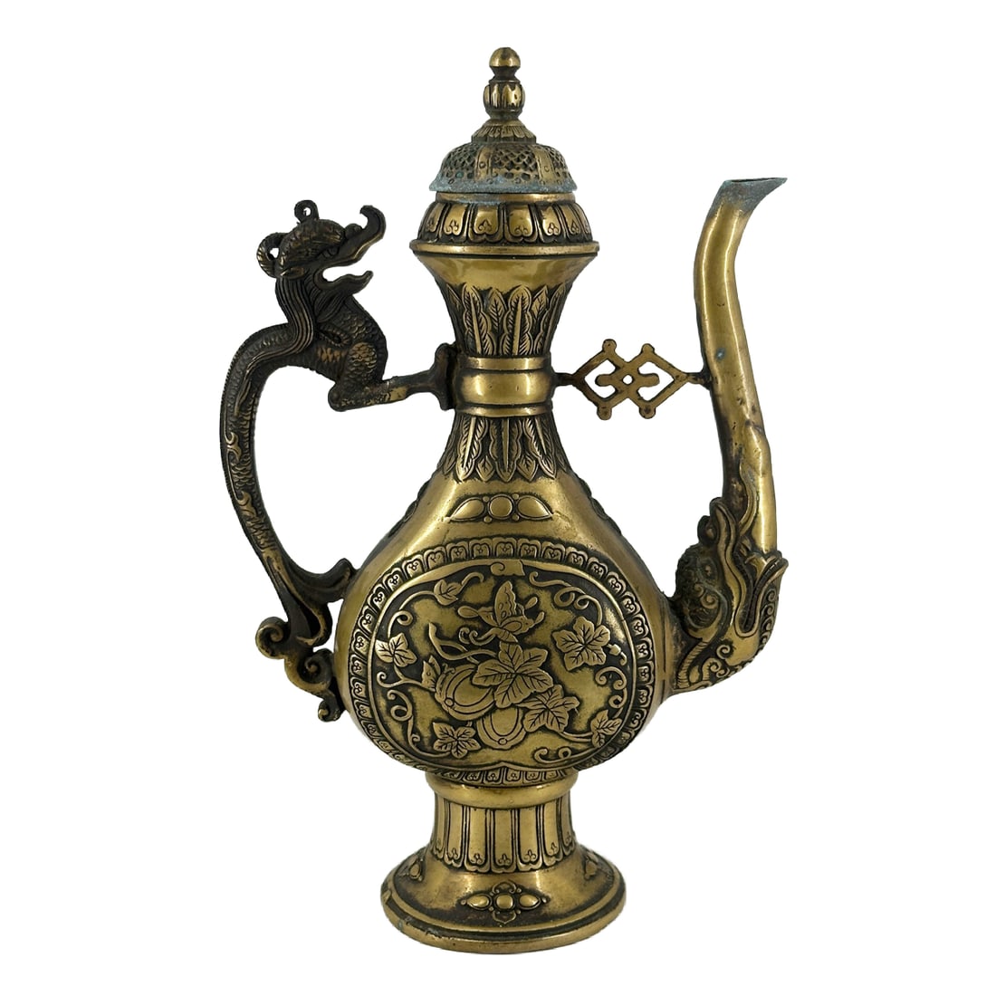 Vintage Chinese Brass Decorative Dragon Teng Wine Pot: Vintage Chinese Brass Decorative Dragon Teng Wine Pot