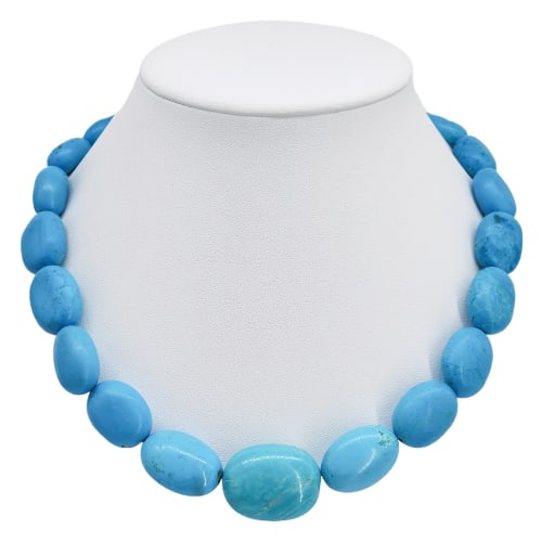 Artisan Made Chunky Graduated Turquoise Beaded Necklace (1 of 7)