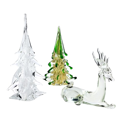 Vintage Gumps Murano Art Glass Christmas Trees & Reindeer (1 of 12)