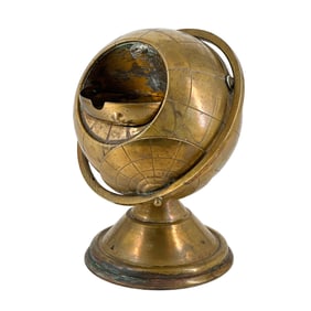 1930's Worlds Fair Brass Globe Ashtray