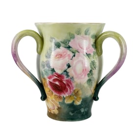 Antique Jean Pouyat Limoges 3 Handled Vase