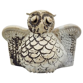 Signed JW Studio Pottery Owl Figurine