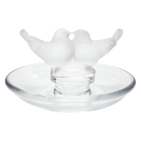 Lalique Crystal Lovebirds Ring Holder