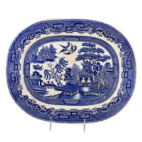 Antique Oval Blue Willow Transferware Platter