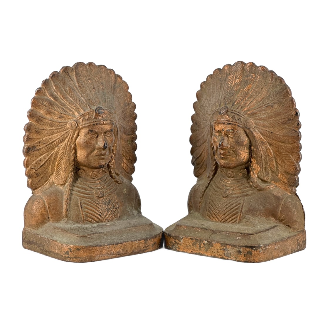 1920's Cast Bronze Indian Chief Bookends (1 of 8)