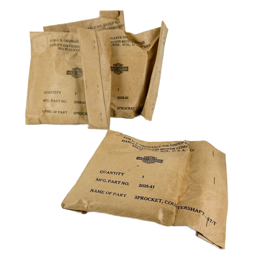 NOS 1970's Harley Davidson Countershaft Sprockets: Lot of 4 New Old Stock Unopened 1970's Harley Davidson Countershaft Sprockets