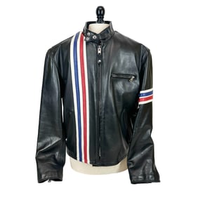 Mint 1970's Schott Perfecto Striped Leather Jacket