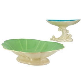 Pair of 1930's Cowan Pottery Pedestal Console Bowls