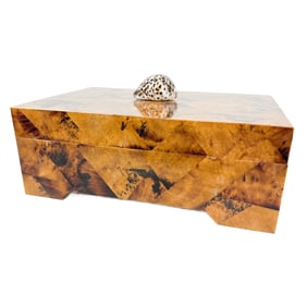 Large Faux Tortoise Shell Decorative Box with Cowrie Shell