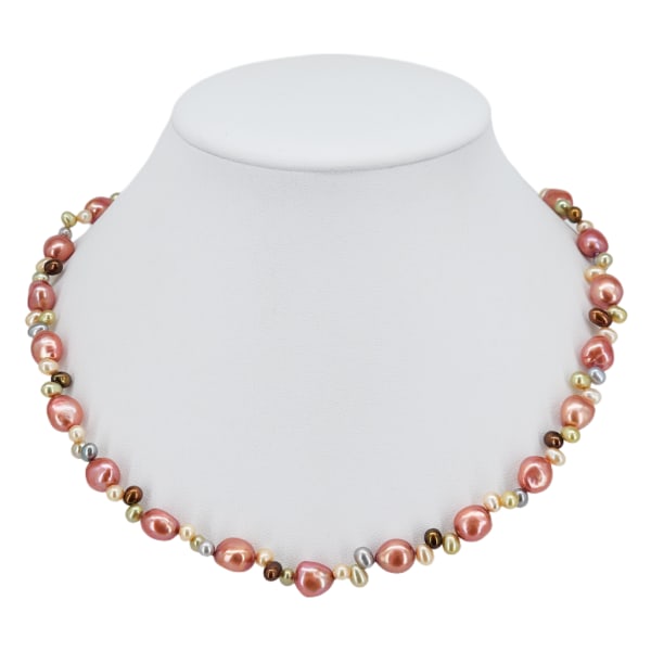 New HONORA Multicolored Cultured Freshwater Pearl Necklace: New HONORA Multicolored Cultured Freshwater Pearl Necklace. New with tag, pouch, and box. Sterling silver clasp marked 925 and signed with Honora "H" mark. 18" This item comes from a from a smoking ho