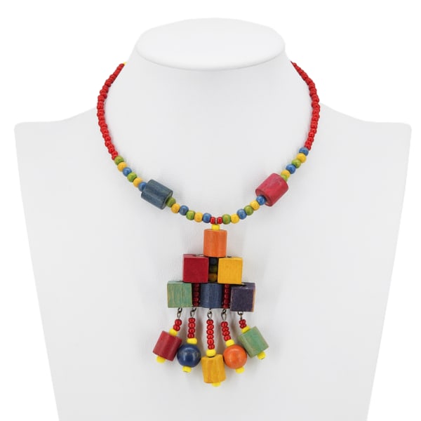 Vintage Art-To-Wear Colorful Wood & Glass Beaded Necklace (1 of 10)