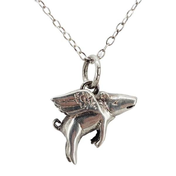 Vintage Sterling Silver "When Pigs Fly" Pendant Necklace (1 of 7)