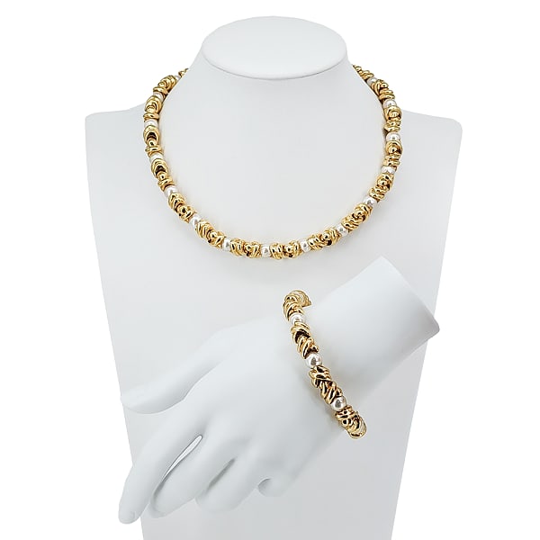 Vintage COSE BELLE 18K Gold & Cultured Freshwater Pearl Necklace/Bracelet Set (1 of 17)