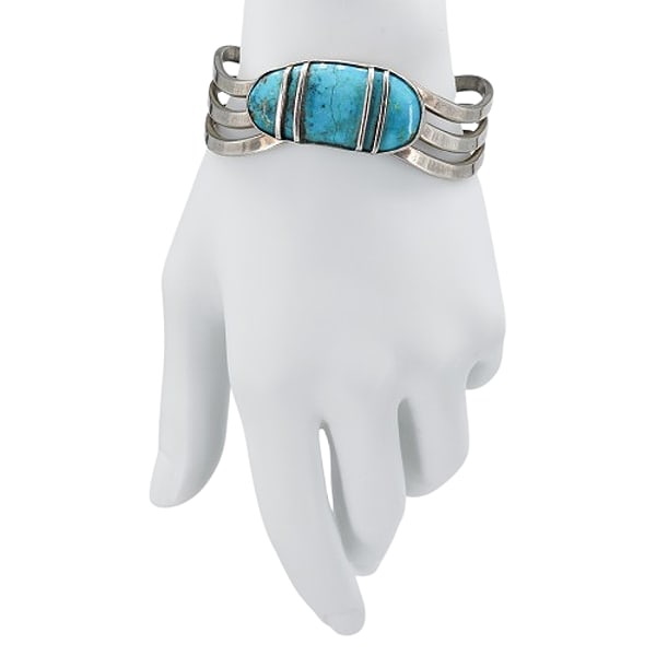 Vintage Sterling Silver Turquoise Cuff Bracelet (1 of 11)