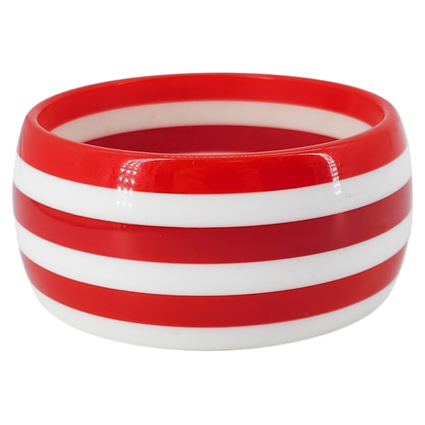 Vintage Cherry Red & White Stripe Stacked Lucite Bangle Bracelet (1 of 7)