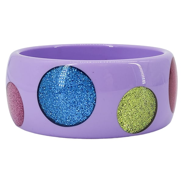 TWO'S COMPANY Retro Glitter Polka Dots Acrylic Bangle Bracelet (1 of 10)