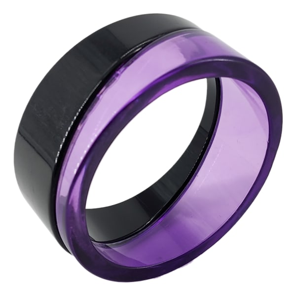 Vintage 80s Chunky Black & Purple Lucite Geometric Bangle Bracelet (1 of 9)