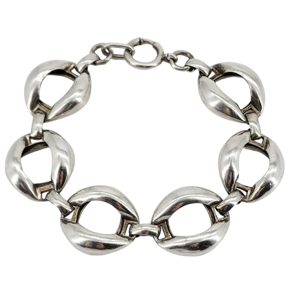 Vintage Sterling Silver Modernist Oval Link Bracelet (1 of 8)