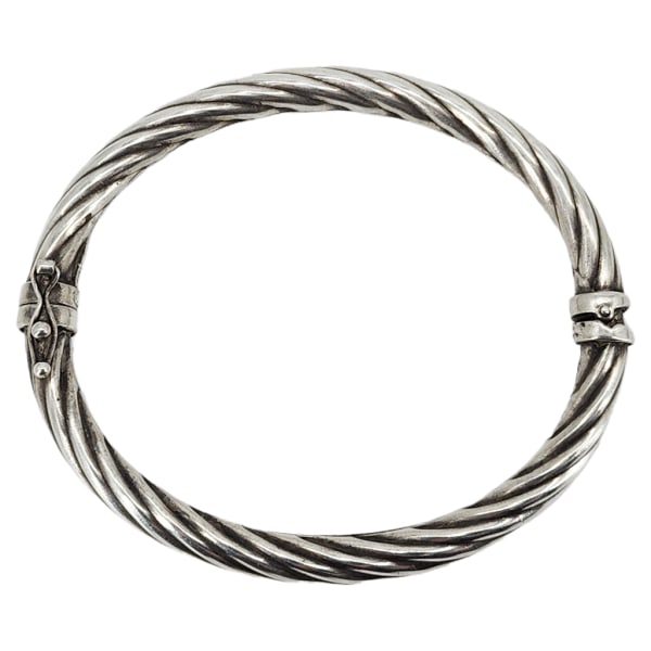 Vintage Italian Sterling Silver Cable Style Clamper Bangle Bracelet (1 of 8)