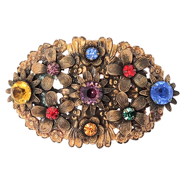 Vintage Victorian Floral Motif Multicolored Prong Set Rhinestones (1 of 7)