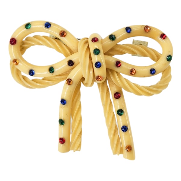 Vintage Large Celluloid Rhinestone Bow Brooch (1 of 9)