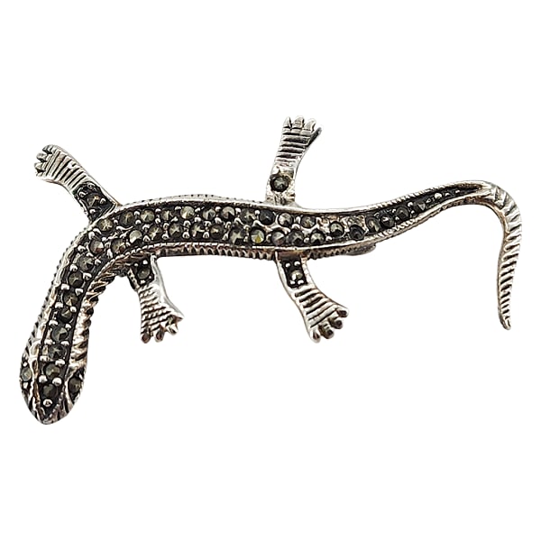 Vintage Sterling Silver Marcasite Gecko/Lizard Brooch (1 of 8)