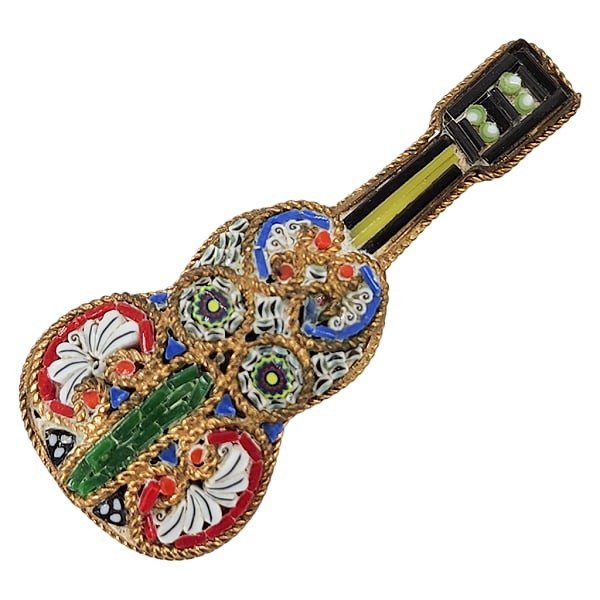 Vintage Italian Micro Mosaic Guitar Brooch (1 of 8)