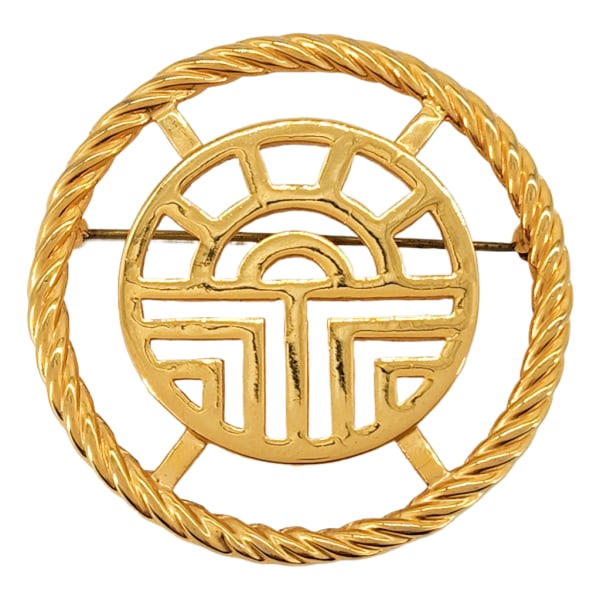 Vintage LOUIS FÉRAUD Gold Tone Logo Brooch (1 of 8)