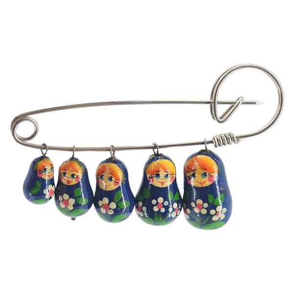 Vintage Hand Painted Russian Matryoshka Dolls Brooch Pin (1 of 7)