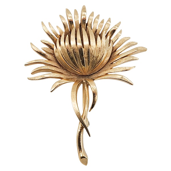 Vintage CROWN TRIFARI Gold Tone Scottish Thistle Brooch (1 of 7)