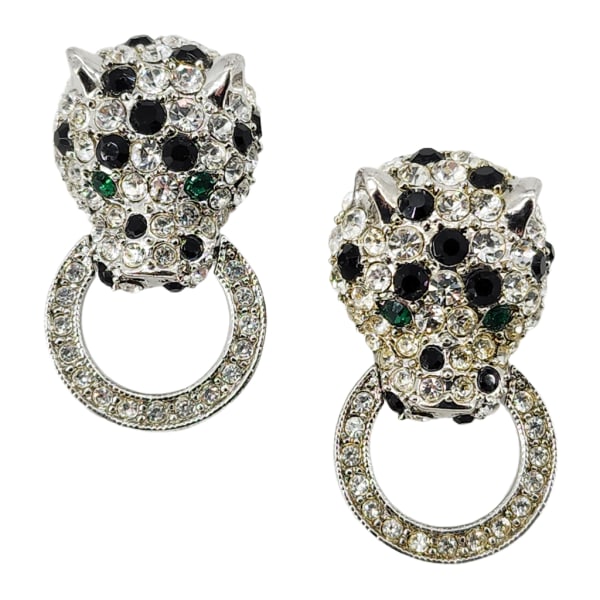 Vintage KENNETH J. LANE for AVON Rhinestone Panther Clip Earrings (1 of 12)