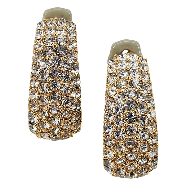 Vintage CINER Gold Tone Clear Rhinestone Clip Earrings (1 of 9)