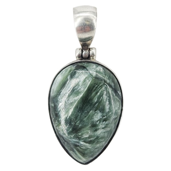 Vintage Sterling Silver Seraphinite Gemstone Pendant (1 of 6)