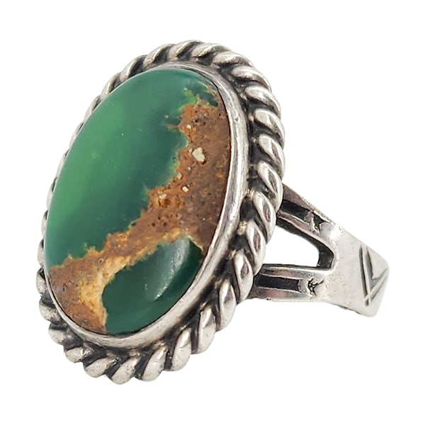 Vintage Native American Sterling Silver Turquoise Ring, Sz 8.5 (1 of 8)