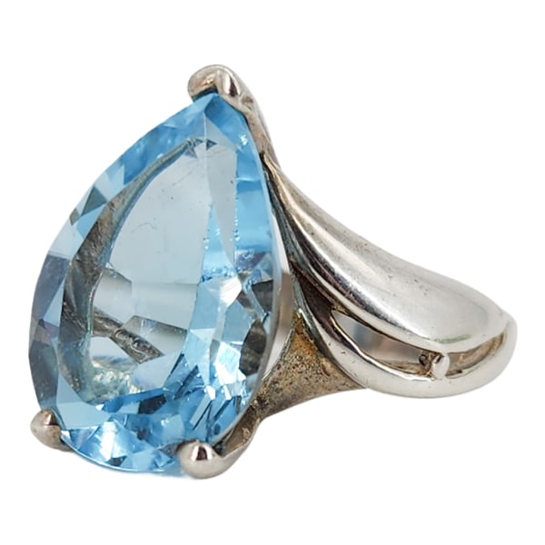 Vintage CHATEAU D'ARGENT Sterling Silver Blue Topaz Ring, Sz 6.75 (1 of 11)