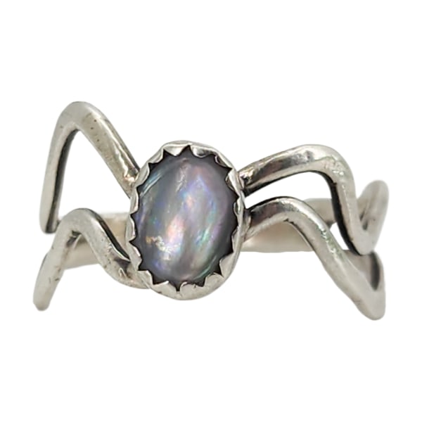 Vintage Abstract Sterling Silver & Mother of Pearl Ring, Sz 6 (1 of 9)