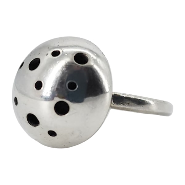 Vintage Modernist Sterling Silver Perforated Dome Ring, Sz 4.5 (1 of 9)