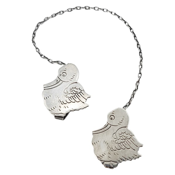 Vintage WEBSTER CO. Sterling Silver Duck Bib Clips (1 of 7)
