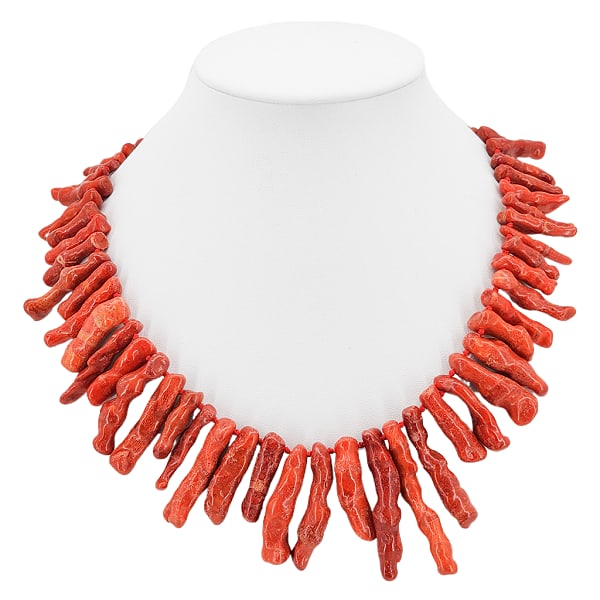 Vintage Chunky Hand Knotted Bamboo Coral Statement Necklace: Vintage Chunky Hand Knotted Bamboo Coral Statement Necklace. Deep red-orange color. Clasp marked 925. 19" long w/ 2" extender.
