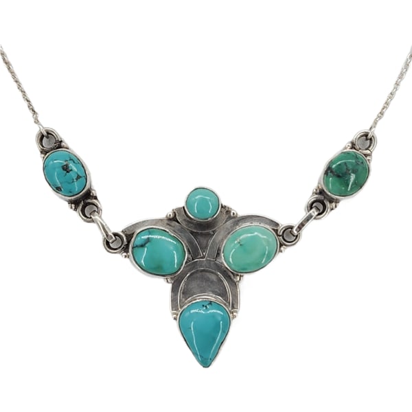 Vintage Sterling Silver & Turquoise Multi-Stone Necklace (1 of 10)