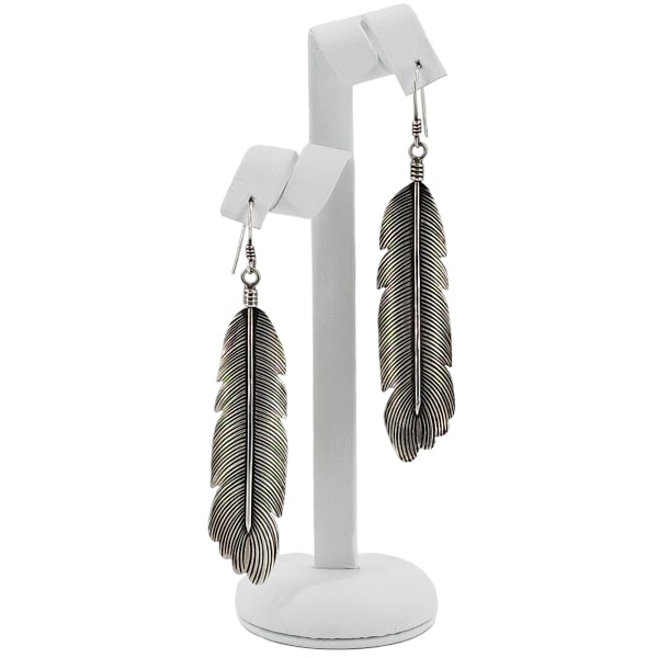 Vintage LESTER JACKSON Navajo Sterling Silver Feather Earrings (1 of 7)