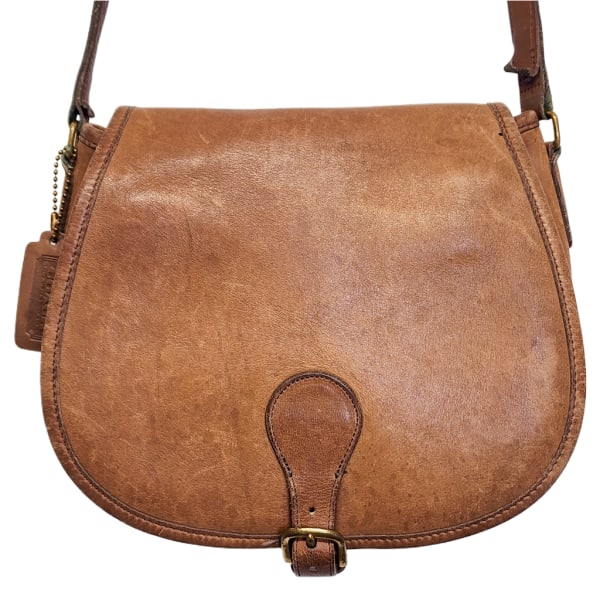 Vintage COACH Saddle Bag 9851 in Tan w/ Brass Hardware & Hang Tag (1 of 20)